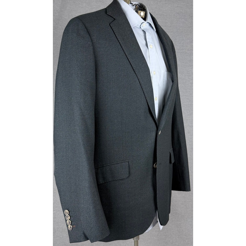J. Hilburn Mens Wool Tailored Fit Sport Coat Blazer Charcoal Micro Check 43R